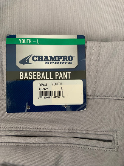 Size Youth Large Gray Baseball Pants